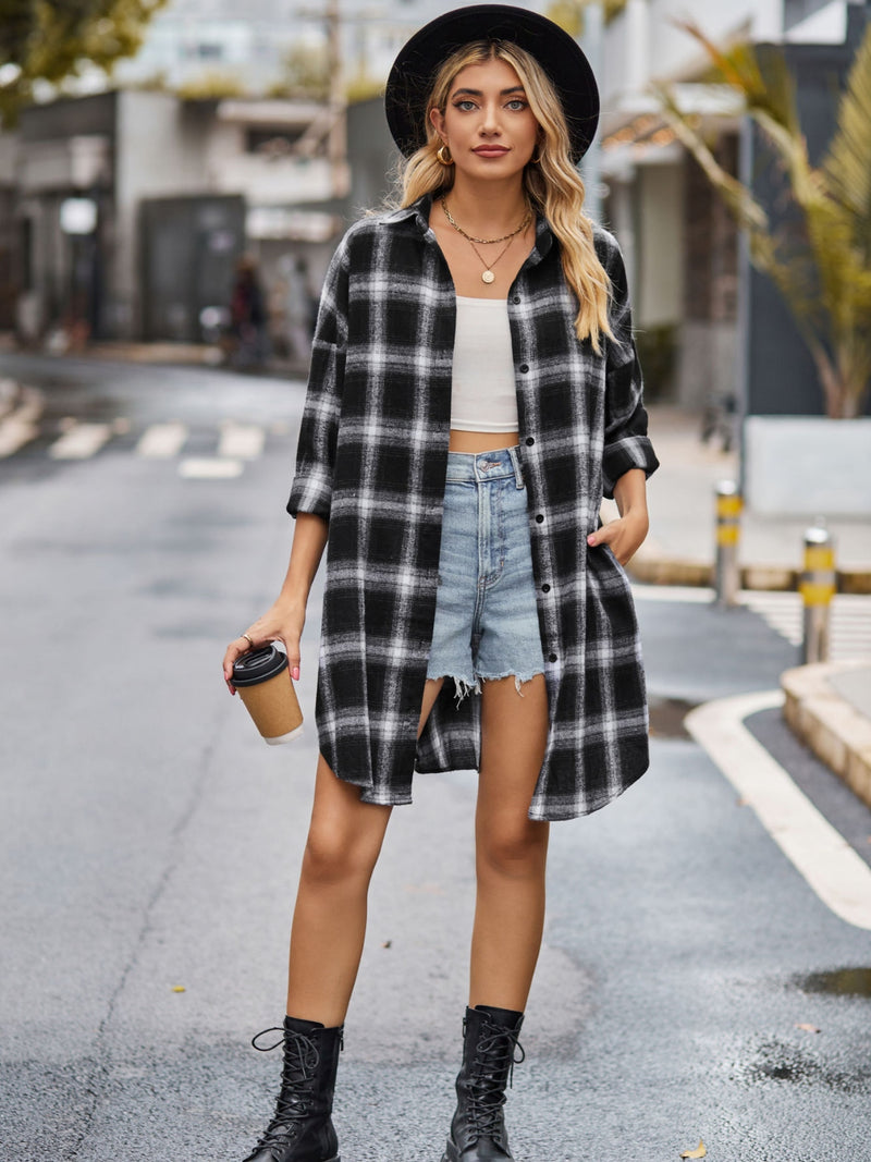 Lovelet Plaid Button Up Collared Neck Shirt