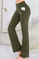 Pocketed High Waist Active Pants Army Green