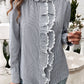 Devine Lace Detail Ruffled Round Neck Long Sleeve Shirt