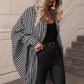 Houndstooth Open Front Batwing Sleeve Cardigan