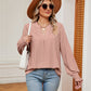 Notched Neck Flounce Sleeve Blouse