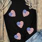 Heart US Flag Round Neck Grecian Neck Tank