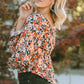 Floral Tied Flounce Sleeve Peplum Blouse