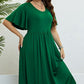 Flutter Sleeve Round Neck Dress