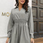 Johnny Collar Smocked Waist Long Sleeve Mini Dress