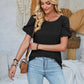 Frill Round Neck Petal Sleeve Blouse