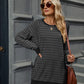 Pocketed Striped Round Neck Long Sleeve T-Shirt