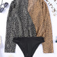 Leopard Surplice Neck Long Sleeve Bodysuit