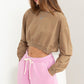 HYFVE Round Neck Long Sleeve Cropped Sweatshirt