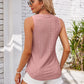 Eyelet Decorative Button V-Neck Tank