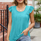 Ruffled Ruched Round Neck Tank