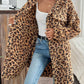 Leopard Button Up Long Sleeve Fuzzy Coat