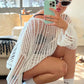 Openwork Boat Neck Long Sleeve Cover Up