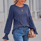 Round Neck Flounce Sleeve Blouse