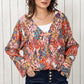 Double Take Floral V-Neck Long Sleeve Blouse