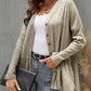 FAM-FAM Ruffled Button Up Long Sleeve Cardigan