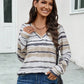 Striped V-Neck Long Sleeve T-Shirt