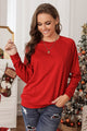 Round Neck Long Sleeve Sweatshirt Deep Red