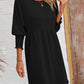 Round Neck Lantern Sleeve Mini Dress