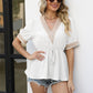 V-Neck Puff Sleeve Babydoll Top