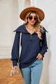 Half-Zip Collared Sweatshirt Peacock Blue