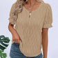 Ruffled Notched Short Sleeve T-Shirt