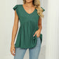 V-Neck Flutter Sleeve Babydoll Blouse