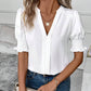 Notched Short Sleeve Blouse