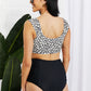 Marina West Swim Sanibel Crop Swim Top and Ruched Bottoms Set in Black