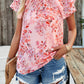 Devine Printed Ruffled Mock Neck Blouse