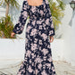 Floral Print V-Neck Long Sleeve Maxi Dress