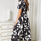 Printed Surplice Balloon Sleeve Dress