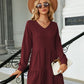 V-Neck Long Sleeve Mini Dress