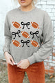 Football Round Neck Long Sleeve Sweatshirt Gray