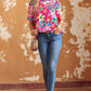 Tied Printed Round Neck Half Sleeve Blouse