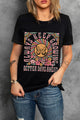 Graphic Round Neck Short Sleeve T-Shirt Black
