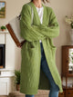 Open Front Long Sleeve Cardigan Green One Size