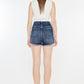 Kancan Raw Hem Button Fly Denim Shorts