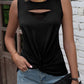 Cutout Twisted Round Neck Tank