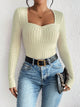 Honey Ribbed Long Sleeve T-Shirt Khaki