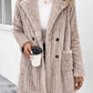 Fuzzy Button Up Long Sleeve Coat with Pockets