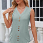 Decorative Button Eyelet V-Neck Tank