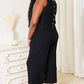 Buttoned Round Neck Tank and Wide Leg Pants Set