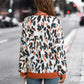 Leopard Round Neck Drop Shoulder Sweatshirt