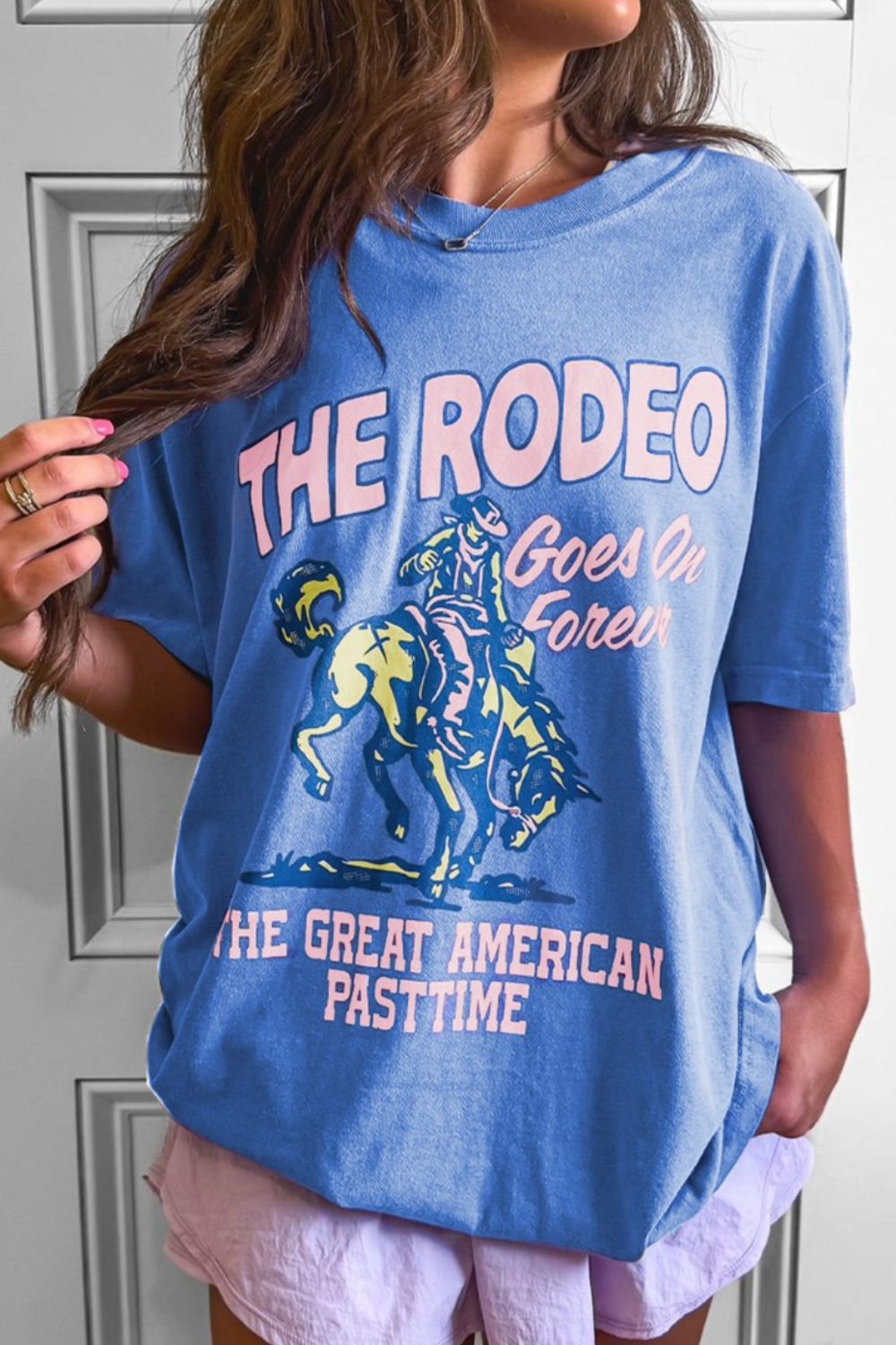 Graphic Round Neck Short Sleeve T-Shirt Blue Purple