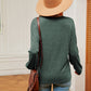 Contrast V-Neck Long Sleeve Blouse