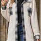 Plaid Button Up Long Sleeve Fuzzy Outerwear