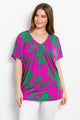 Be Stage Contrast Printed Short Sleeve Top Magenta