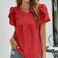 Swiss Dot Round Neck Petal Sleeve Top