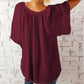 Ruched Notched Half Sleeve Blouse